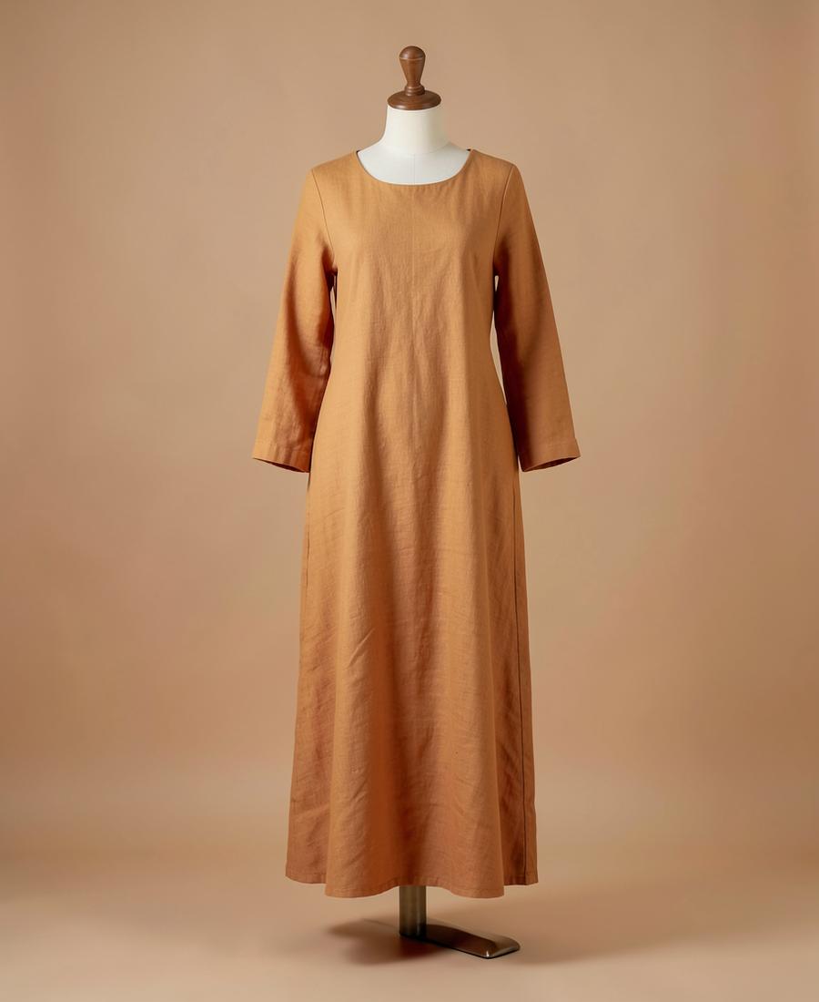 Vestido Largo Ocre